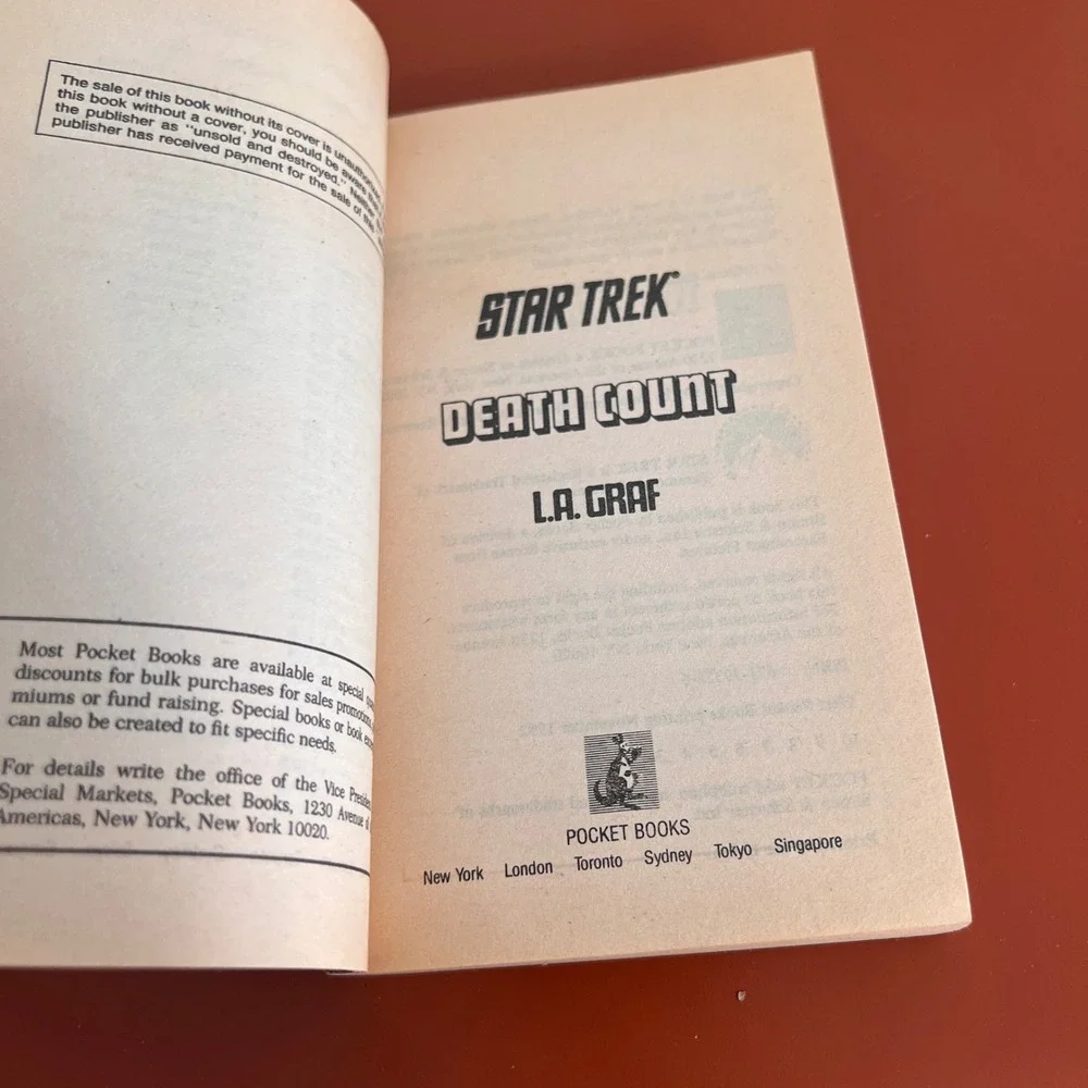Star Trek Death Count L.A. Graf Paperback Book #62 Pocket Books 1st Print 1992‎